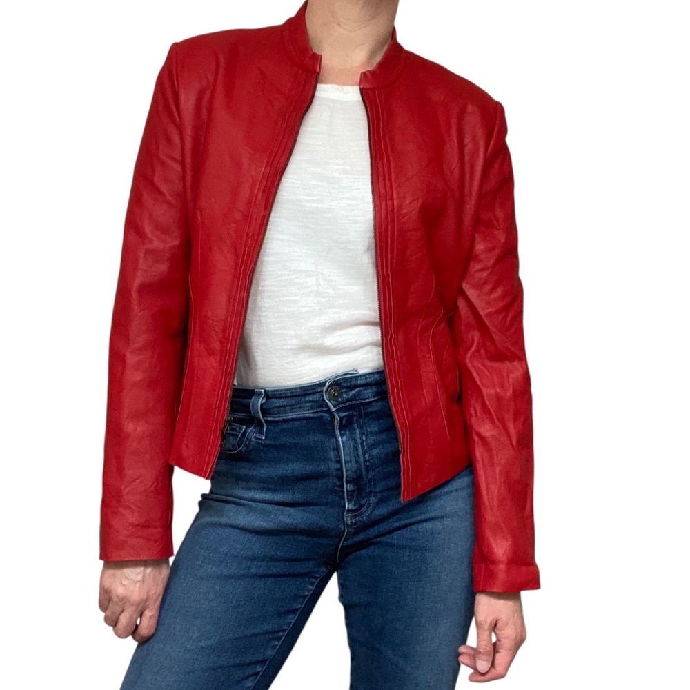 Vintage Anne Klein Zip Front Leather Jacket
